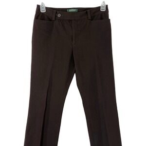 Lauren Ralph Lauren Adelle Dark Brown Pants Women's Size 6 Straight Leg Mid Rise